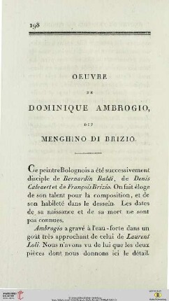 Oeuvre de Dominique Ambrogio, dit Menghino di Brizio