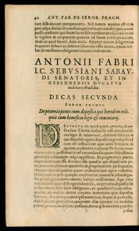 Antonii Fabri ... Decas Secunda.
