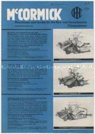 Informationsblatt über landwirtschaftliche Maschinen