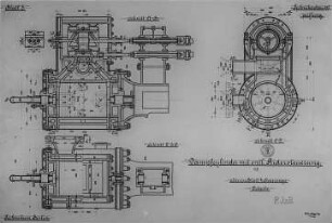 Dampfmaschinenzylinder mit entlasteter Ridersteuerung, Schema : Technikgeschichte | Maschinenbau | Kraftmaschinen | Dampfmaschinen