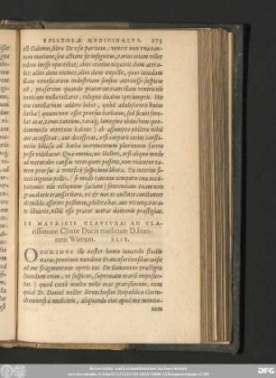 De Matricis Clausura: Ad Clarissimum Cliviae Ducis medicum D. Ioannem Wierum. XLIX.
