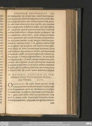 De Matricis Clausura: Ad Clarissimum Cliviae Ducis medicum D. Ioannem Wierum. XLIX.