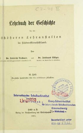 Teil 2: Deutsche Geschichte für die mittleren Klassen