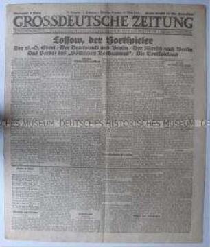 Nationalsozialistische Tageszeitung "Grossdeutsche Zeitung" u.a. zum Prozess gegen die Verantwortlichen des Hitler-Putsches 1923