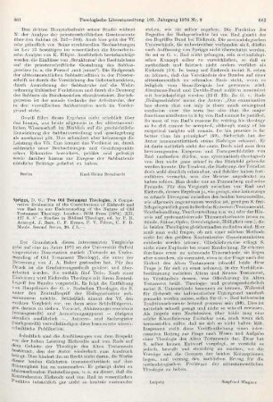 661-662 [Rezension] Spriggs, David G., Two Old Testament theologies