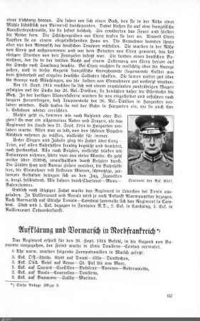 Aufklärung und Vormarsch in Nordfrankreich
