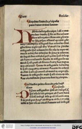Sequitur secunda principalis pars huius totius summe.