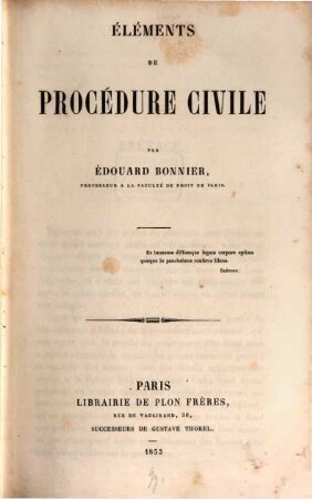 Éléments de procedure civile
