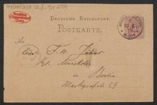Brief an Friedrich Wilhelm Jähns : 22.05.1878