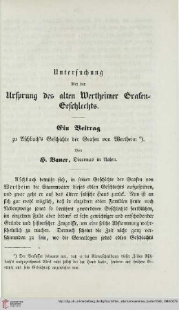 3(1849: Untersuchung über den Ursprung des alten Wertheimer Grafengeschlechts : ein Beitrag zu Aschbach's Geschichte der Grafen von Wertheim