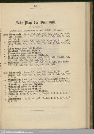 Fahr-Plan der Omnibusse
