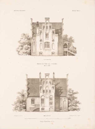 Bürgermeisterwohnung, Lütjenburg: Seitenansicht, Rückansicht (aus: Architektonisches Skizzenbuch, H. 45/2, 1860)