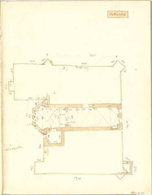 Weysser, C. Fritz; Bayern; Miesbach; Bauaufnahmen (Zeichenheft) - Kirche in Wattersdorf