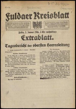 Ausgabe vom Sonntag, den 02. Januar 1916.