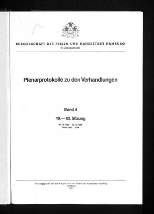 Wahlper. 9.1978/82, Bd. 4: Plenarprotokoll // Bürgerschaft der Freien und Hansestadt Hamburg