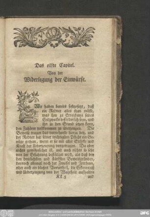 Das eilfte Capitel. Von der Widerlegung der Einwürfe.