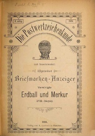 Die Postwertzeichen-Kunde. 5. 1894 = Jg. 18