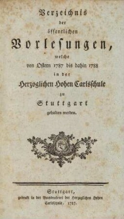 Vorlesungsverzeichnis 1787/88