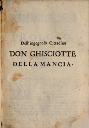 Dell' ingenioso cittadino Don Chisciotte della Mancia, 1