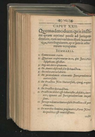 Caput XXII. Quaemadmodum quis institui quam optime possit ad Iurisprudentiam ...