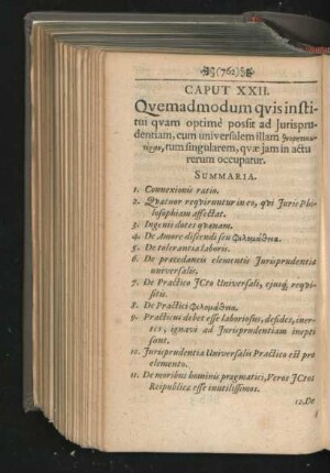 Caput XXII. Quaemadmodum quis institui quam optime possit ad Iurisprudentiam ...