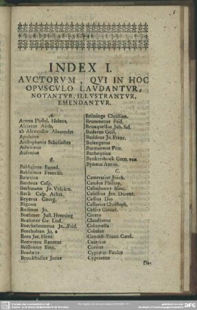 Index I. Auctorum, Qui In Hoc Opusculo Laudantur, Notantur, Illustrantur, Emendantur