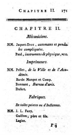 Chap.II. Fabriques et Artistes
