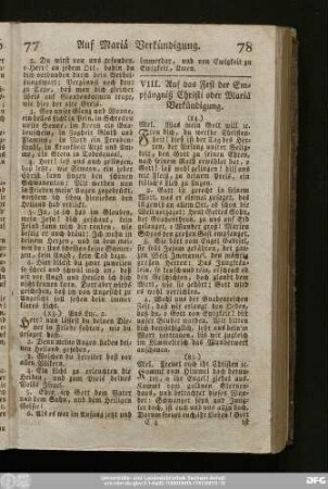 VIII. Auf das Fest der Empfängniß Christi oder Mariä Verkündigung.
