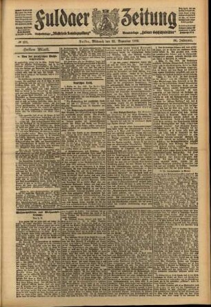 Erste Ausgabe vom Mittwoch, den 22. Dezember 1909.