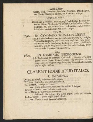 Clarent Hodie Apud Italos