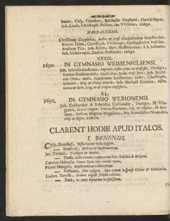 Clarent Hodie Apud Italos