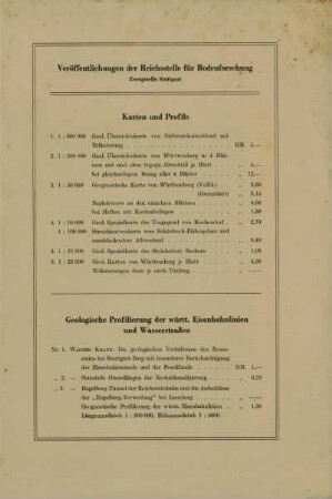 Veröffentlichungen der Reichsstelle für Bodenforschung Zweigstelle Stuttgart