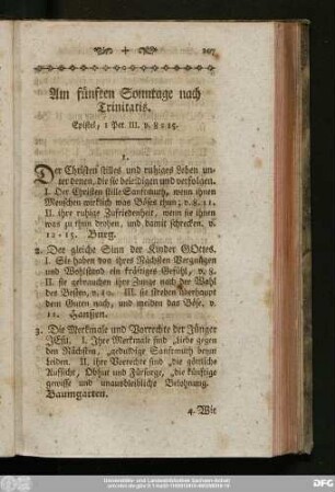 Am fünften Sonntage nach Trinitatis. Epistel, 1 Petr. III. v. 8 - 15.