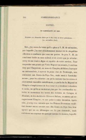 XXVIII. Le Landgrave au Roi (21 novembre 1603)