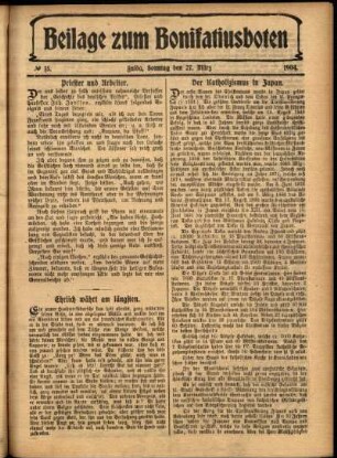 Zweite Ausgabe vom Sonntag, den 27. März 1904.