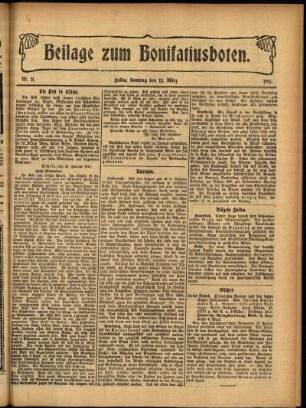 Zweite Ausgabe vom Sonntag, den 12. März 1911.