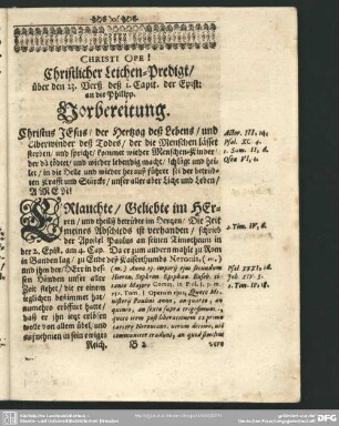 Leichenpredigt : Christlicher Abschied. Vorbereitung. Textus. Eingang. Tractatio.