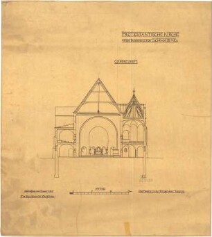 Fischer, Theodor; München - Schwabing; Prot. Kirche Schwabing (Erlöserkirche) - Querschnitt