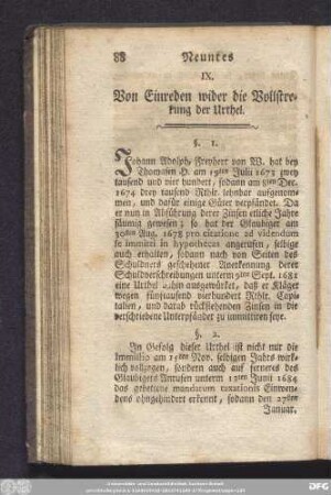 IX. Von Einreden wider die Vollstrekung der Urthel.