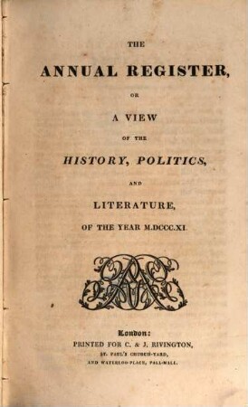 The annual register : world events .... 1811