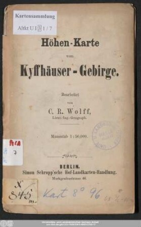 Höhen Karte vom Kyffhäuser Gebirge