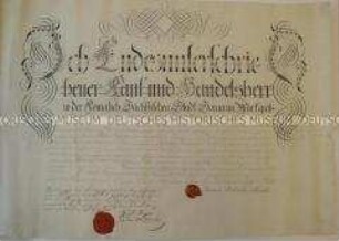 Lehrbrief für den Händler Friedrich Gottlieb Lindenberg; Sorau, 24. Juni 1812