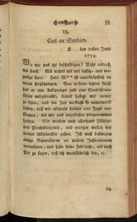 23. Carl an Sophien. K .. den 30sten Junii 1759.