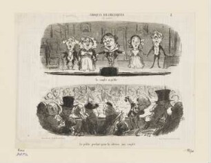 Le Couplet au public - le public pendant..., Blatt 2 der Folge "Croquis dramatiques“, in: "Le Charivari", Paris 1852