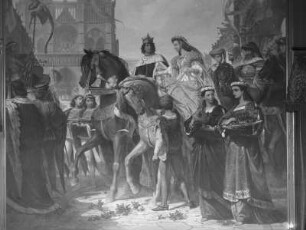 "Vaterländische Geschichtsgalerie": Isabeau von Bayern zieht als Königin von Frankreich in Paris ein, im Jahre 1389