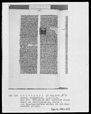 Bibel — Initiale H (aec sunt), darin werden die Gesetzestafeln in die Bundeslade gelegt, Folio 61verso