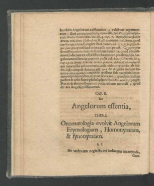 Cap. II. De Angelorum essentia.