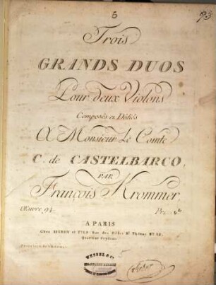 Trois grands duos pour deux violons : oeuvre 94