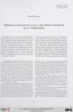 N.S. 10.2005: Dekoracja heraldyczna pałacu przy Rynku Głównym nr 17 w Krakowie