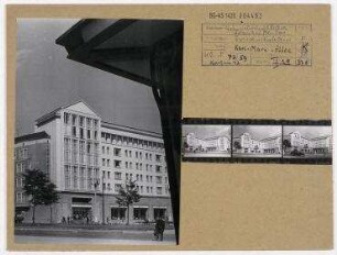 Nordöstliche Platzbebauung am Frankfurter Tor. Berlin, Friedrichshain, Karl-Marx-Allee (vor 1961 Stalinallee)/Frankfurter Tor